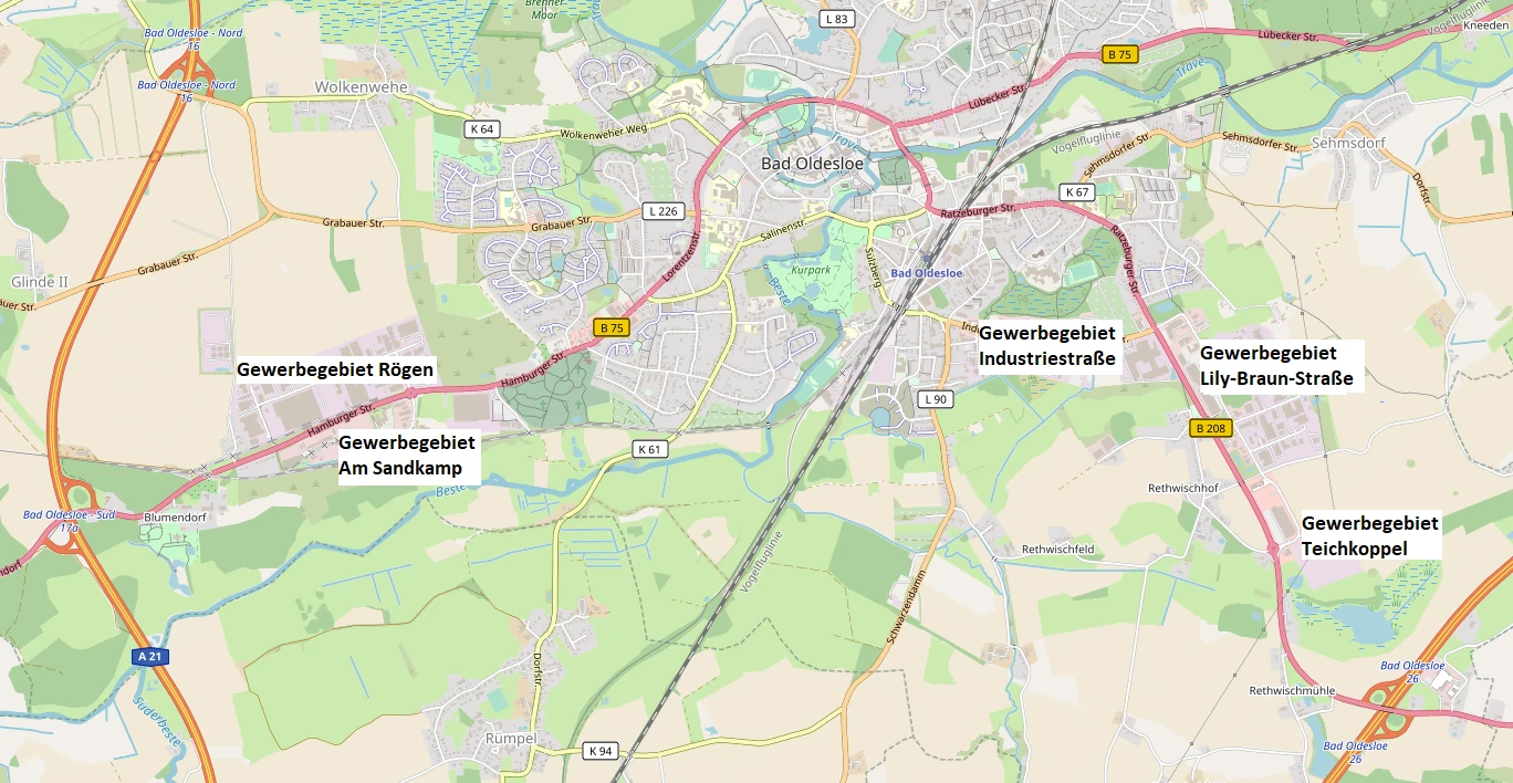 Hier sollte eigentlich die Gewerbegebiete Bad Oldesloe zu sehen sein.