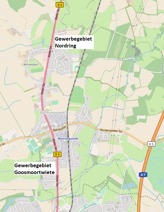 Hier sollte eigentlich die Gewerbegebiete Bönningstedt zu sehen sein.