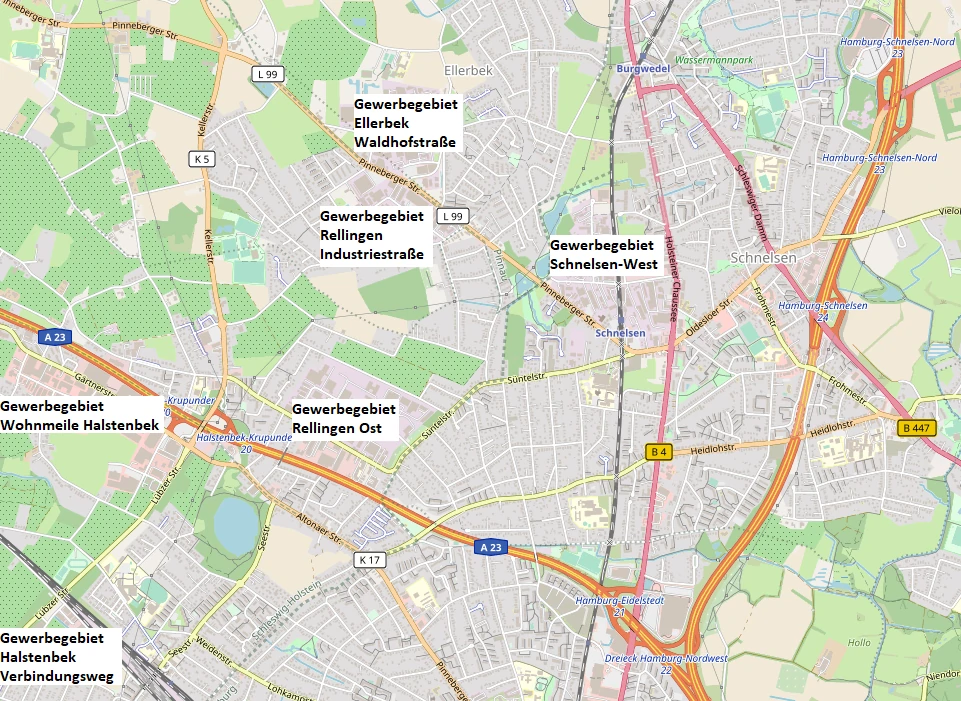 Hier sollte eigentlich die Gewerbegebiete von Ahrensburg zu sehen sein.