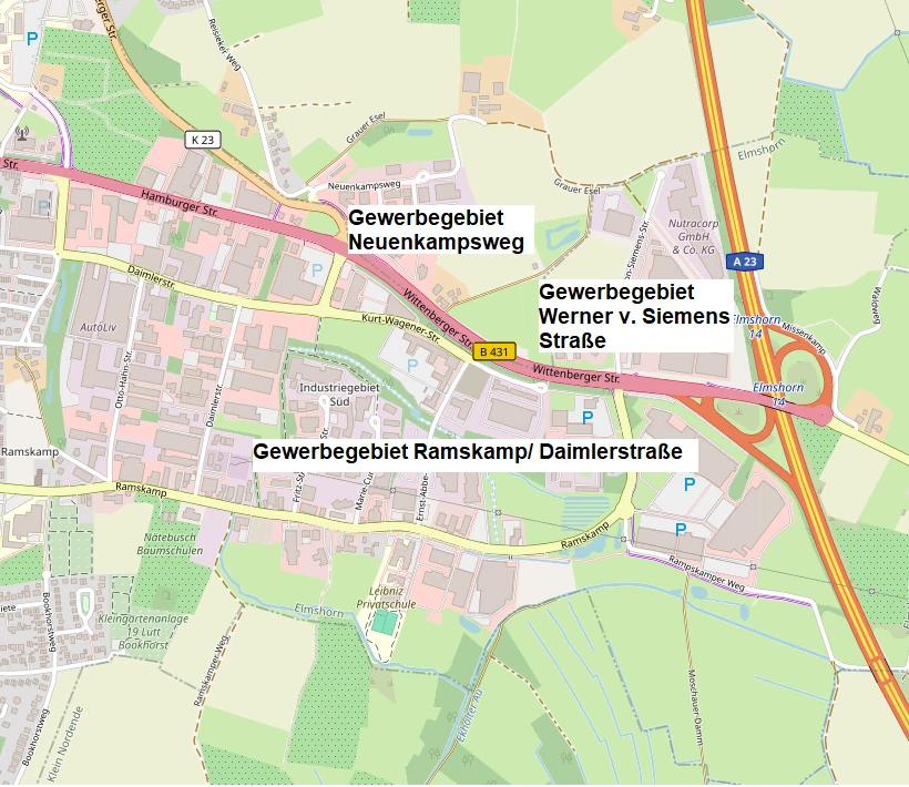 Hier sollte eigentlich die Gewerbegebiete von Elmshorn zu sehen sein.