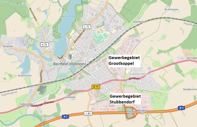 Hier sollte eigentlich die Gewerbegebiete Reinfeld und Wesenberg zu sehen sein.