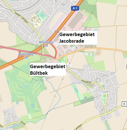 Hier sollte eigentlich die Gewerbegebiete Siek zu sehen sein.