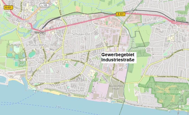 Hier sollte eigentlich die Gewerbegebiete von Wedel zu sehen sein.